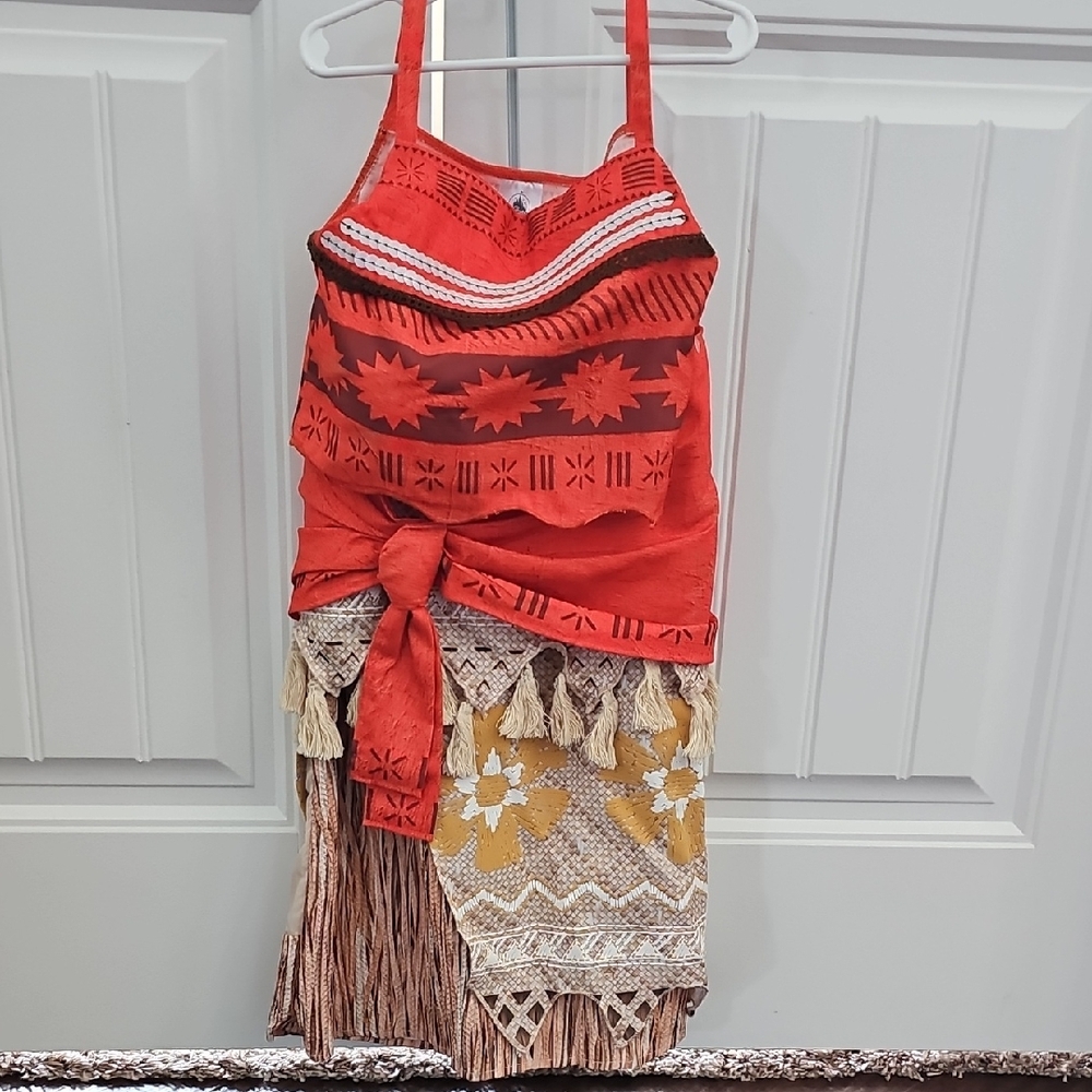 Moana Red and Brown Patterned Dress with Tassels